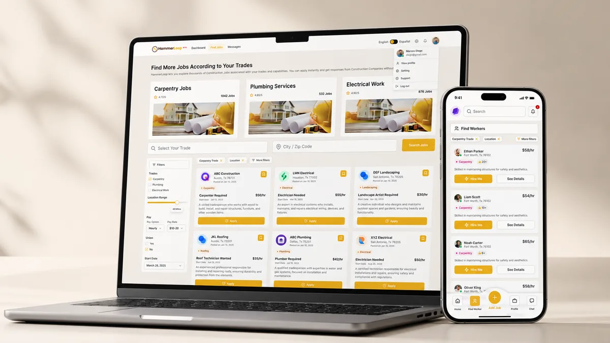 HammerLoop web and mobile app